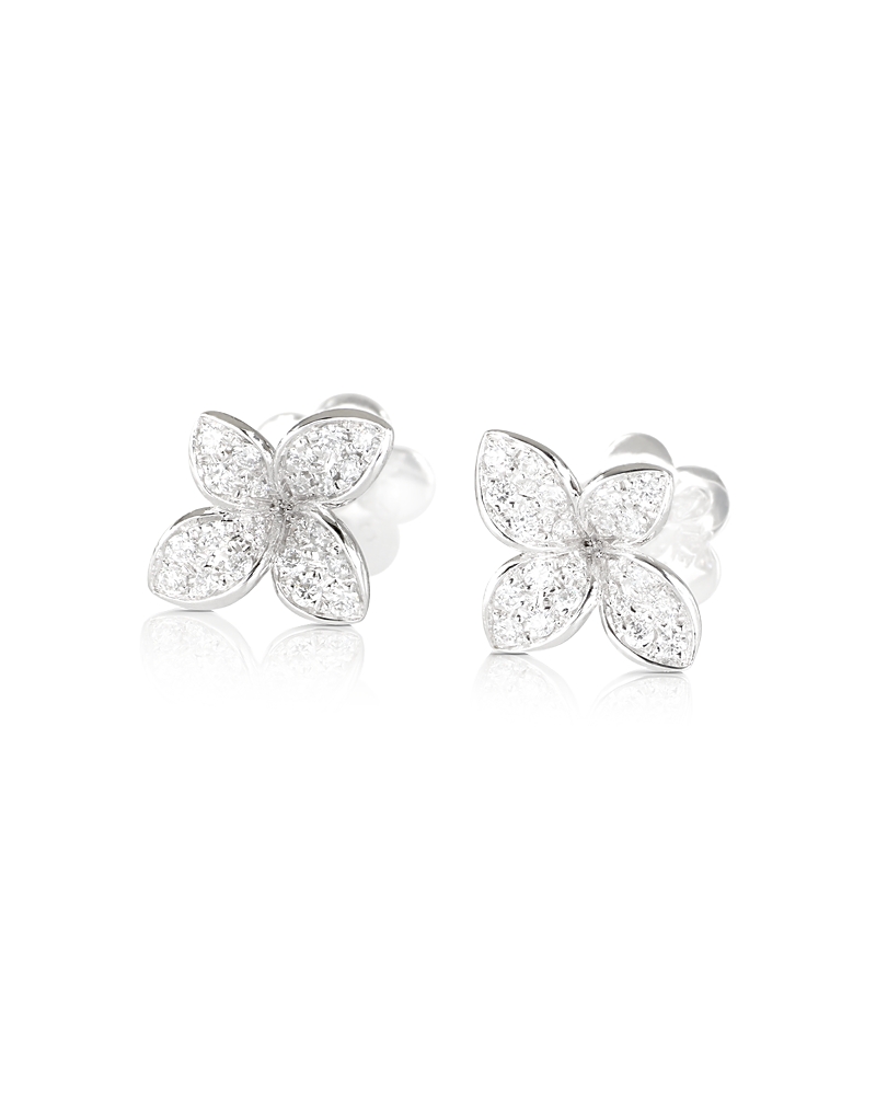 Pasquale Bruni 18K White Gold Petit Garden Diamond Flower Stud Earrings, 0.32 tcw