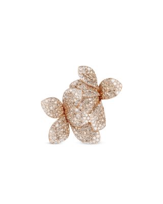 18K Rose Gold Giardini Segreti White & Champagne Diamond Pav&eacute; Floral Ring