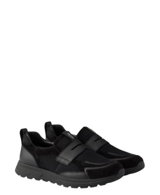 Prada Men's Prax Mesh Fabric And Leather Loafers