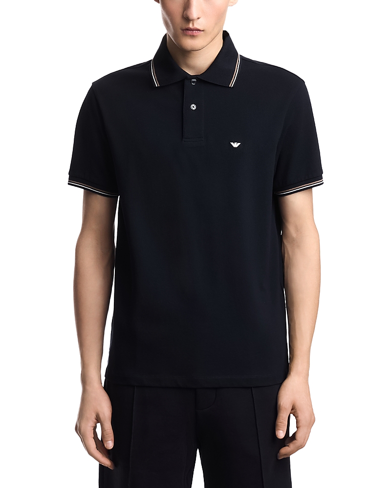 Emporio Armani Essential Stretch Cotton Polo with Stripe on Collar