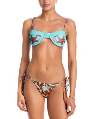 Underwire Bikini Top & Full Cut All Over Print Bikini Bottom