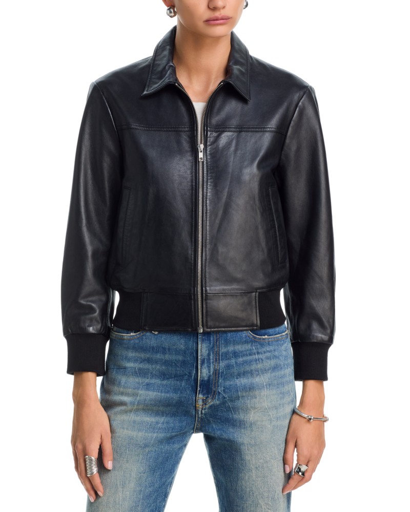 R13 Berlin Leather Jacket in Black Leather