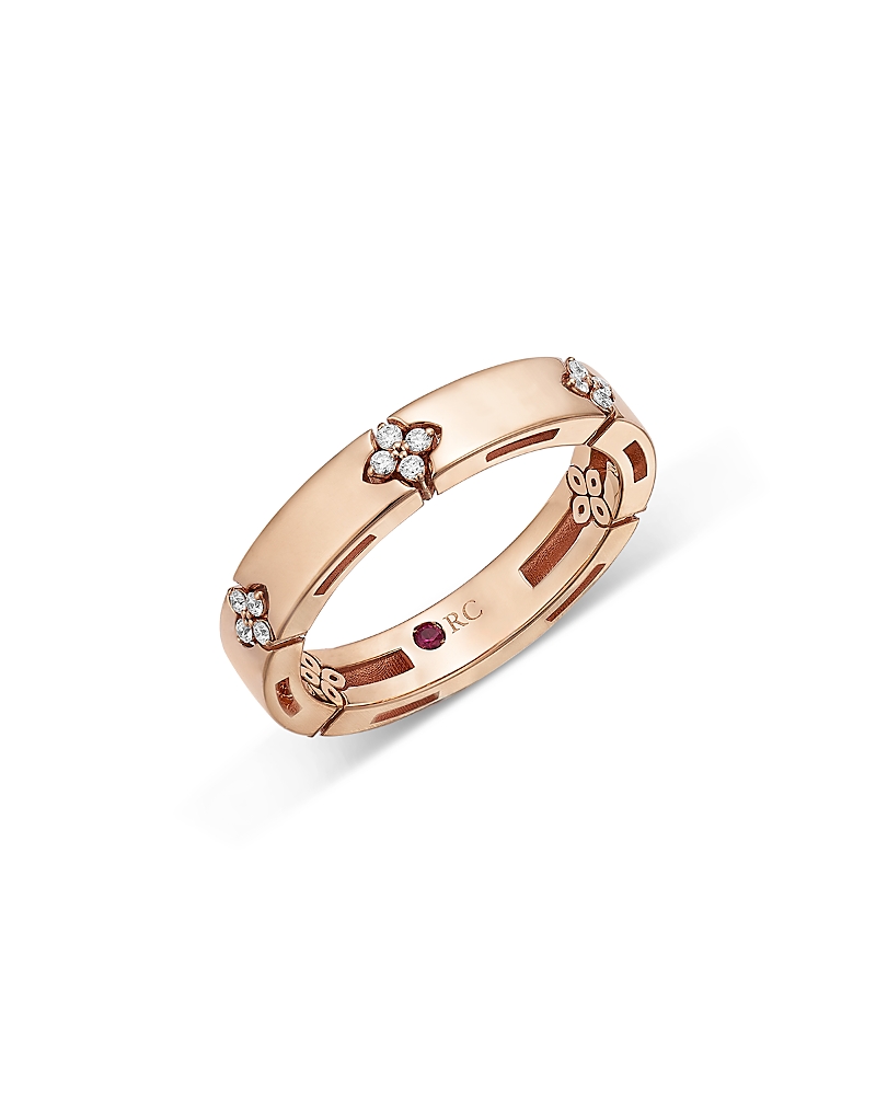Roberto Coin 18K Rose Gold Love in Verona Diamond Flower Band, 0.09 tcw