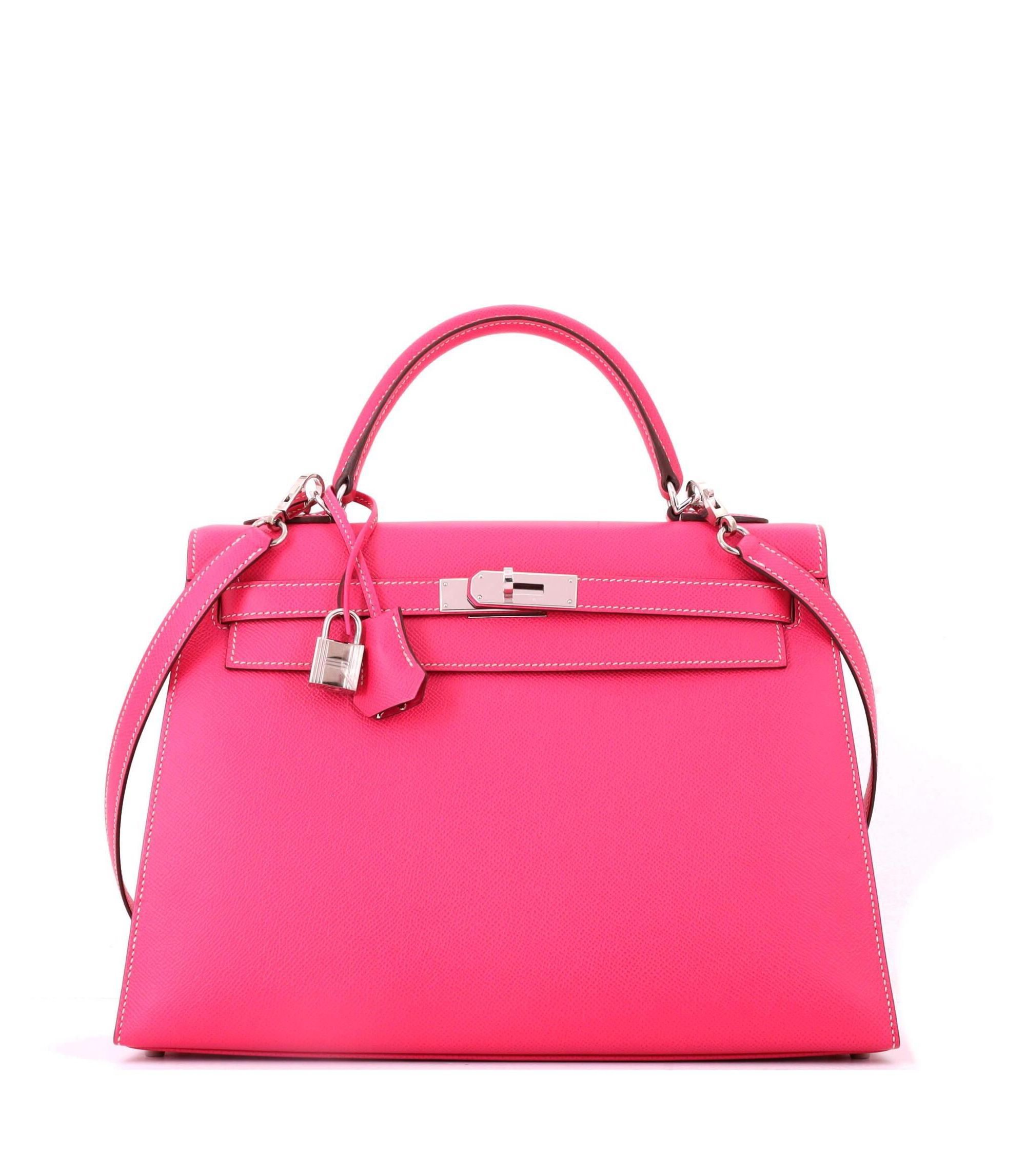 Kelly 32 Handbag Pink Epsom with Palladium Hardware - Image 1