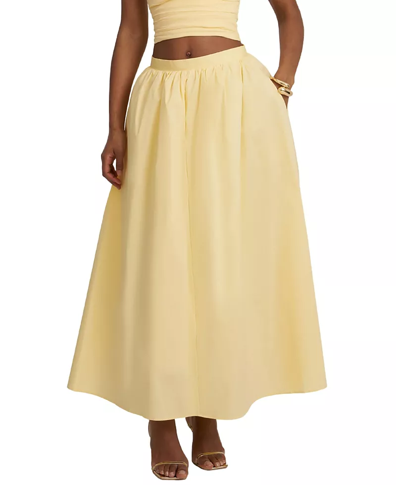 Miss Circle Wina Cotton Poplin Low-Waisted Maxi Skirt