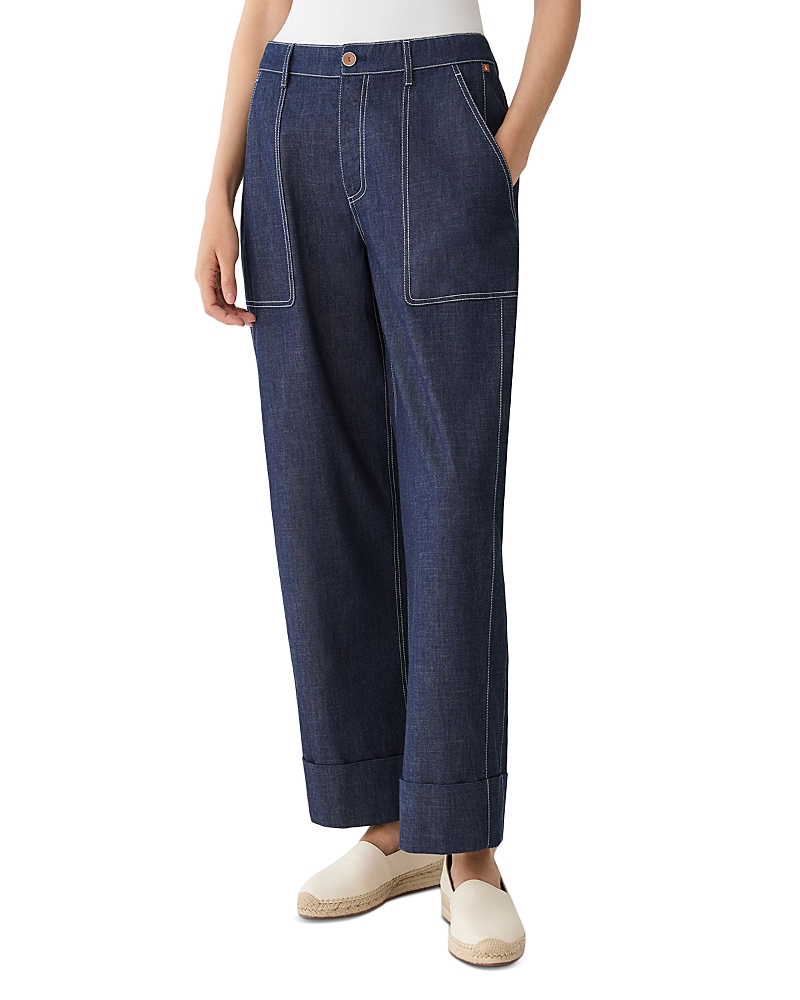 Lafayette 148 New York Chambray Highline Straight Ankle Pants