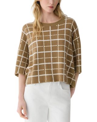 Hand Embellished Grid Sweater 