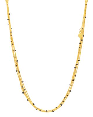 18K & 24K Yellow Gold Rain Black Diamond Five Strand Collar Necklace, 6.25 tcw