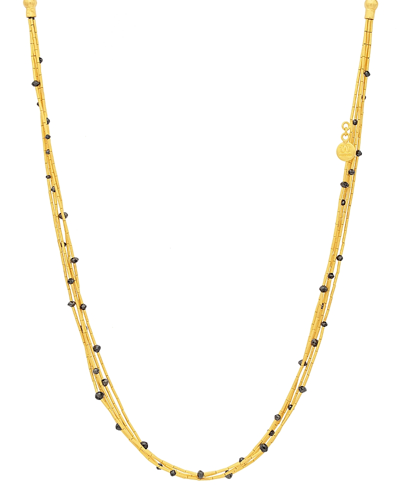 Gurhan 18K & 24K Yellow Gold Rain Black Diamond Five Strand Collar Necklace, 6.25 tcw
