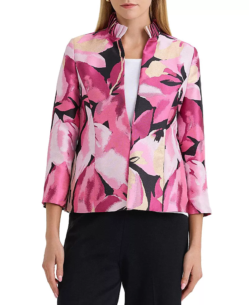 Ming Wang Shimmer Lined Woven Jacket