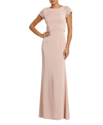 Mac Duggal Embellished Sleeve Long Dress