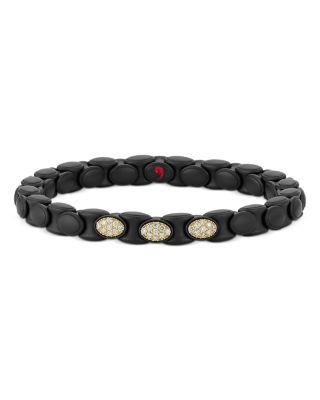 18K Yellow Gold & Ceramic Diamond Anacondino Bracelet, 0.55 tcw
