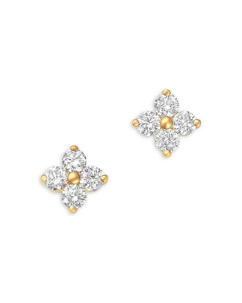 Bloomingdale's Fine Collection Diamond Clover Stud Earrings in 14K Yellow Gold, 0.50 tcw