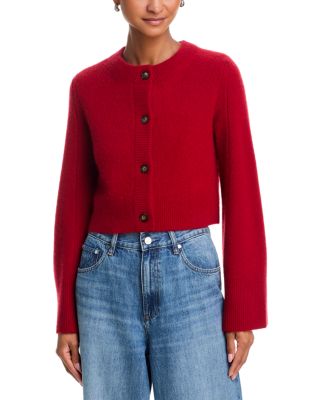 100% Cashmere Cropped Wide Sleeve Crewneck Cardigan - Exclusive