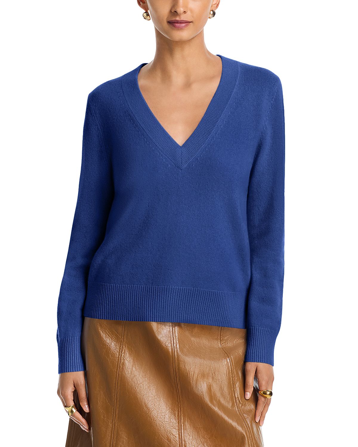 Aqua 100% Cashmere V Neck Sweater - Exclusive