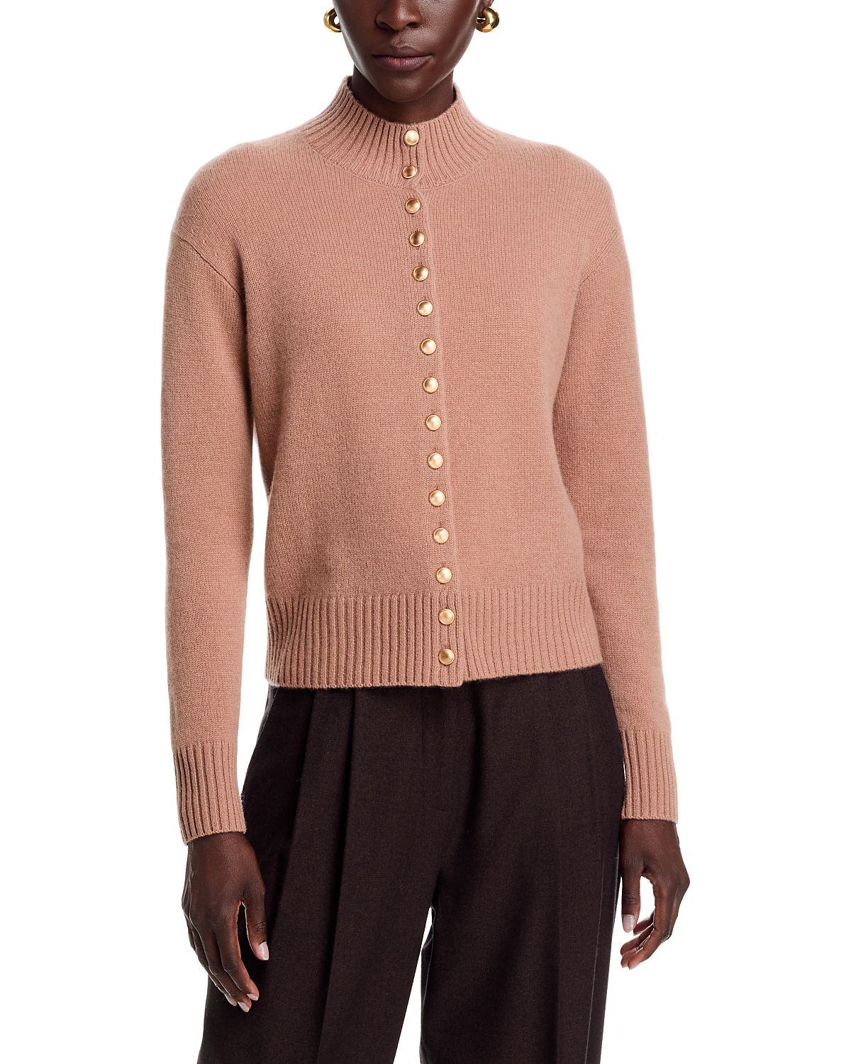 C by Bloomingdale's Cashmere 100% Cashmere Mock Neck Cardigan