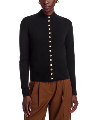 100% Cashmere Mock Neck Cardigan - Exclusive 