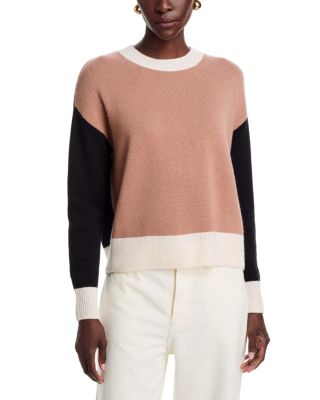 Cashmere Color Block Drop Shoulder Crewneck Sweater - Exclusive