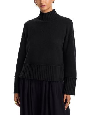 100% Cashmere Boxy Mock Neck Sweater - Exclusive