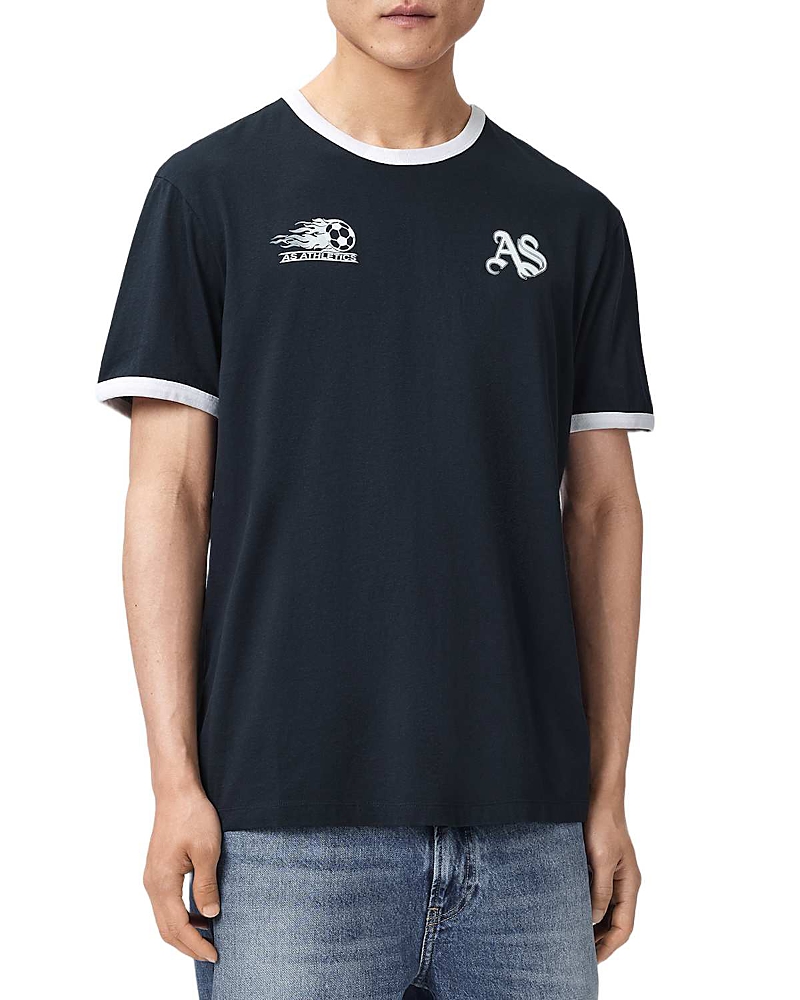 Allsaints Bleus Logo Graphic Ringer T-Shirt