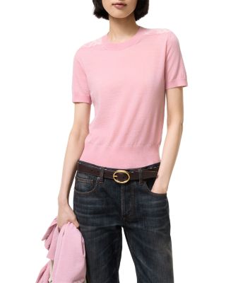 Check Panel Wool Silk Top