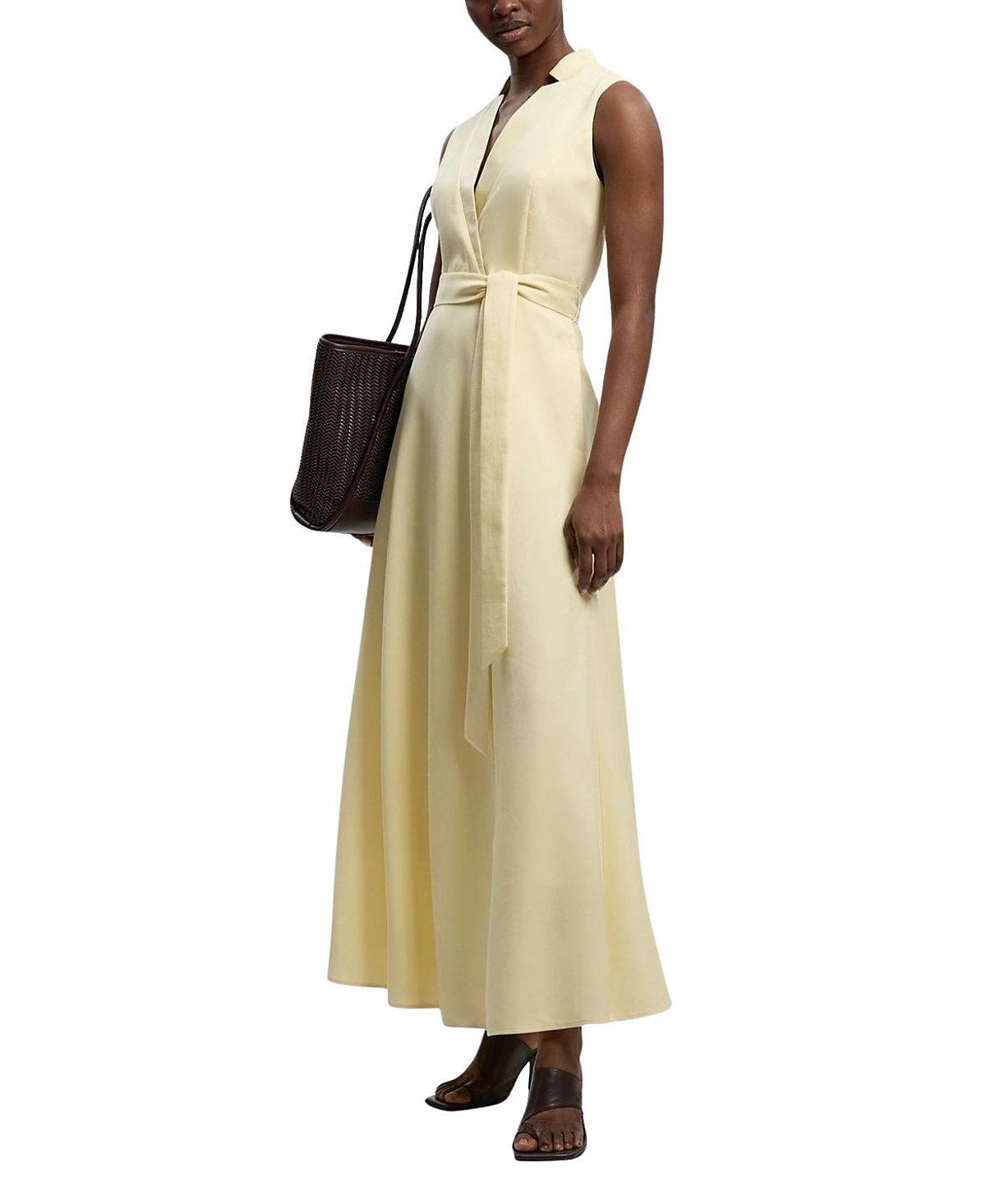Karen Millen Tailored Linen Wrap Maxi Dress