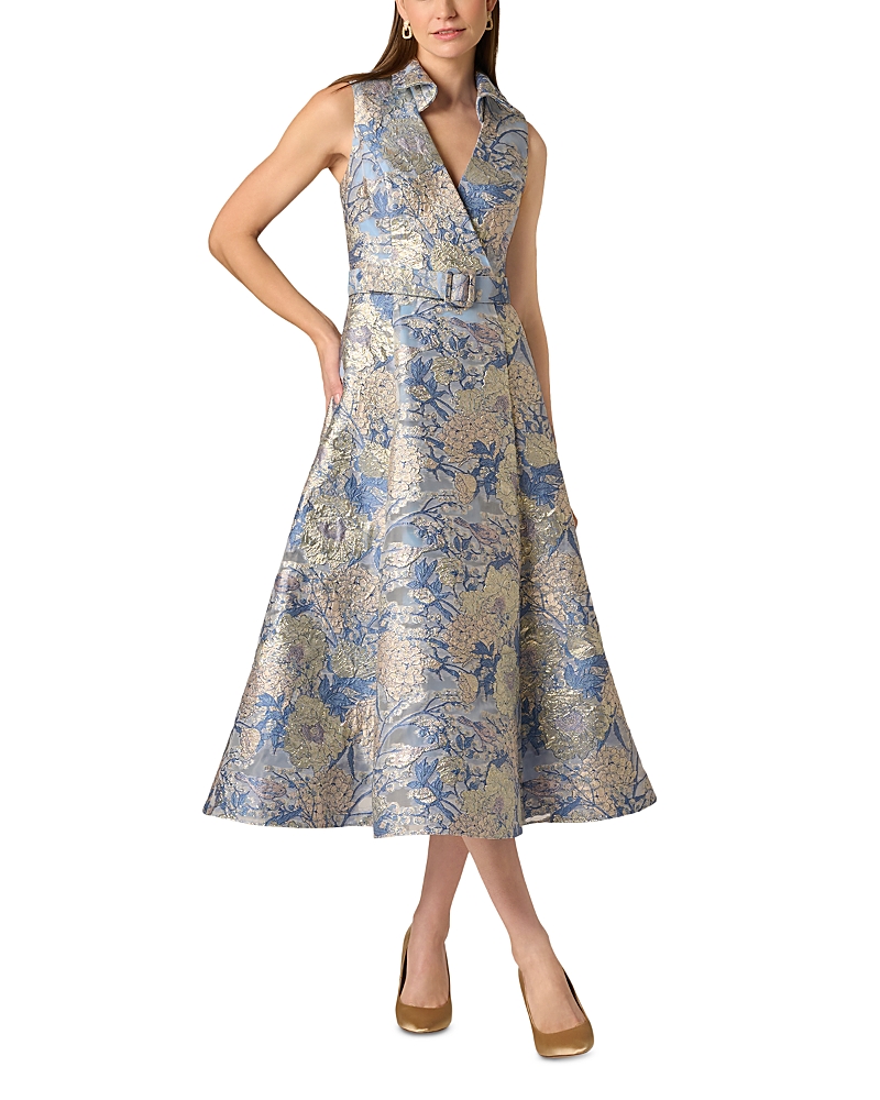 Aidan Mattox Jacquard Midi Shirt Dress