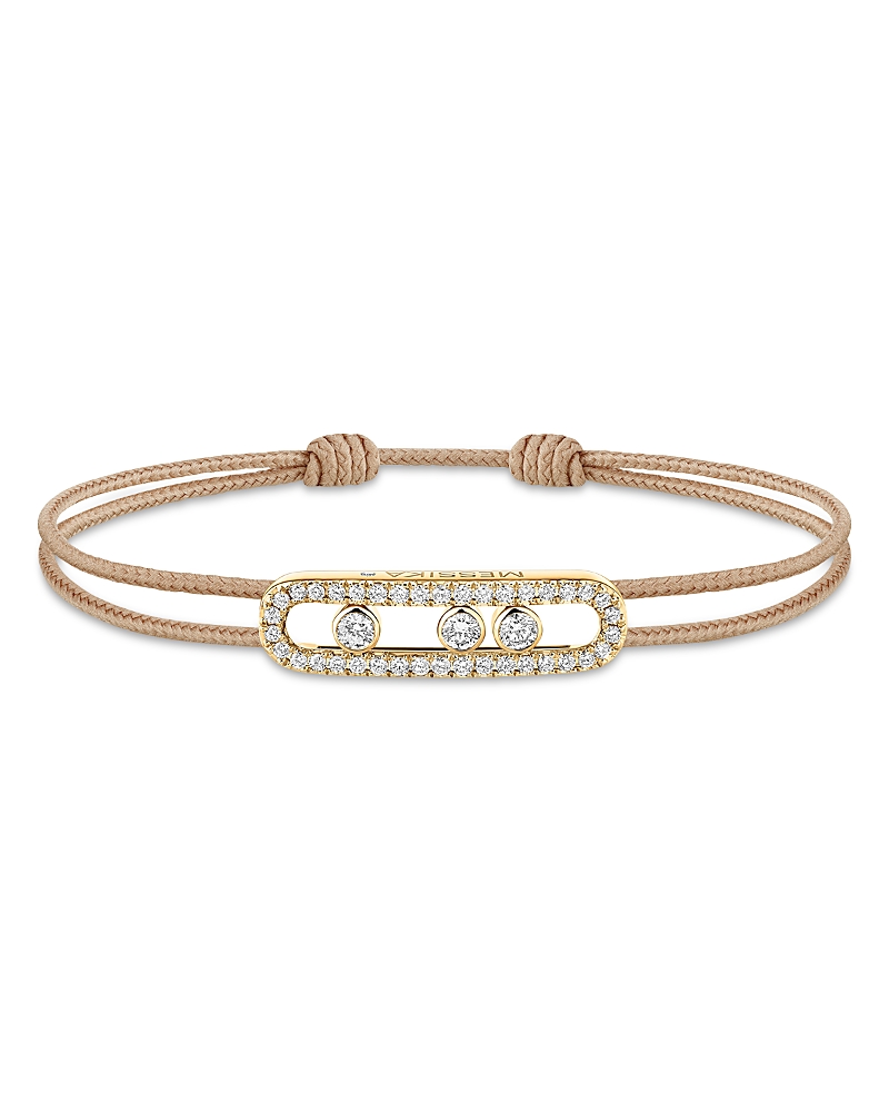 Messika 18K Yellow Gold Messika Cares Diamond Tan Cord Slider Bracelet, 0.26 tcw