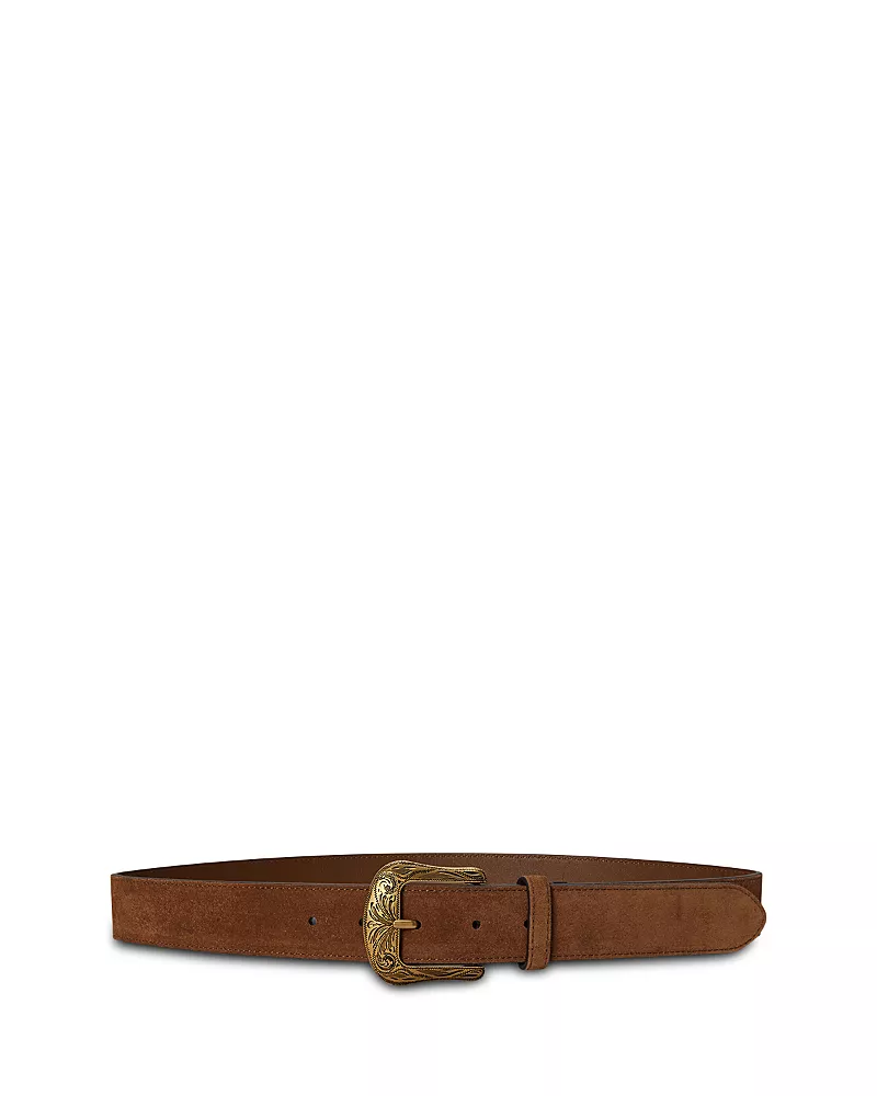 Lauren Ralph Lauren Tooled Buckle Suede Belt