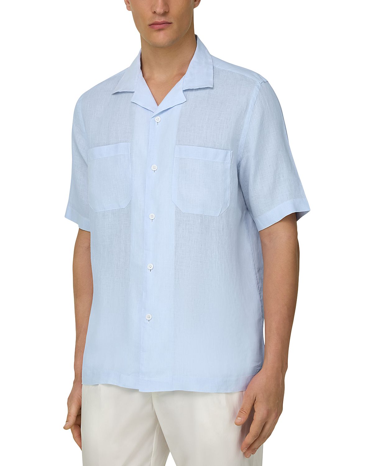 Boggi Milano Linen Camp Collar Shirt