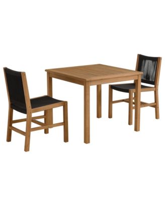 Vienna 3-Piece Outdoor Patio Teak and Rope Dining Set with Armless Chairs, Set of 3