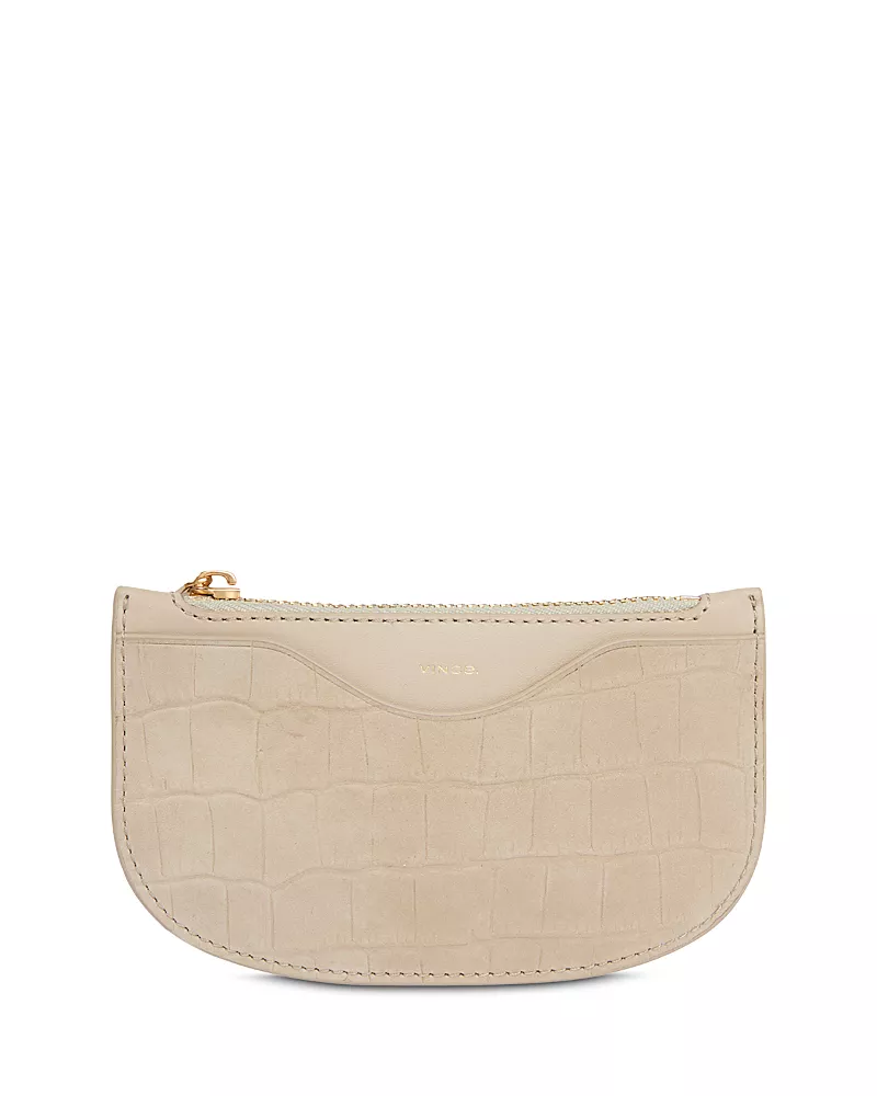 Vince Half Moon Embossed Leather Card Case