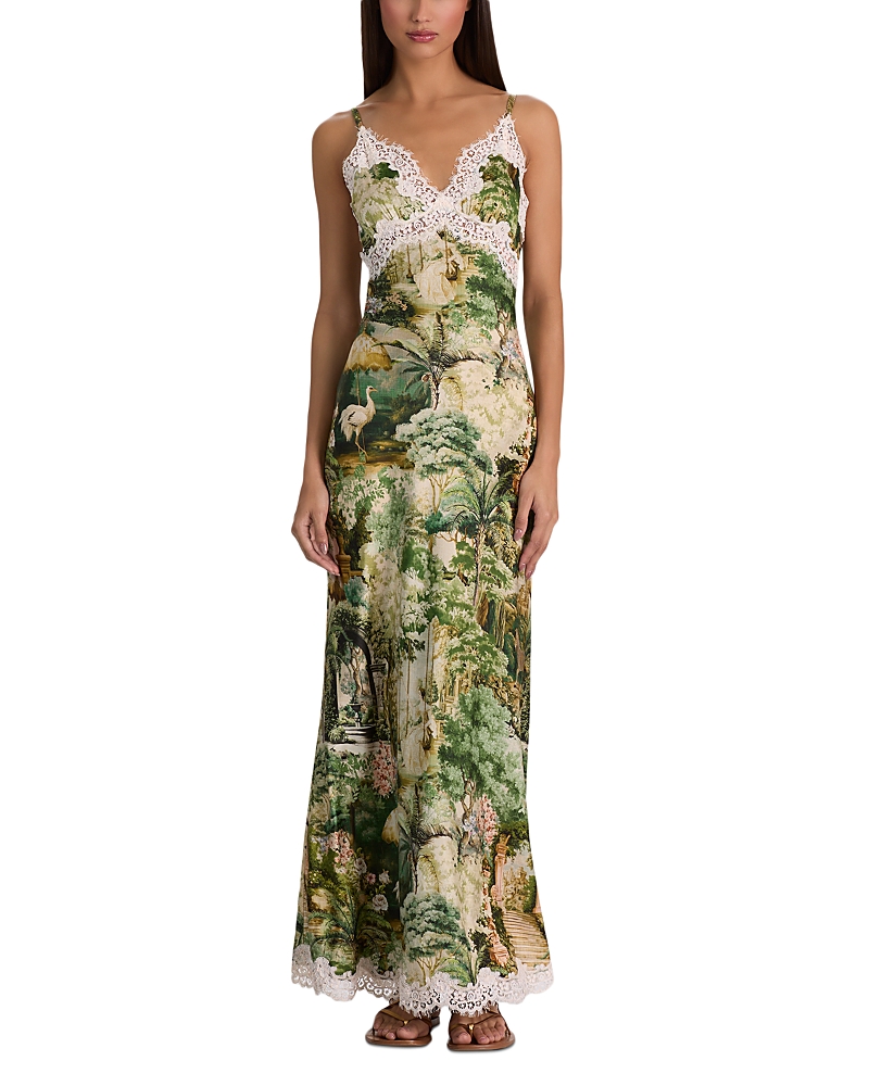 Alice and Olivia Julietta Lace Trim Midi Slip Dress