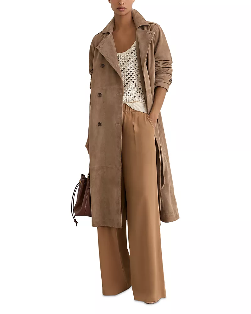 Reiss Ester Leather Trench Coat