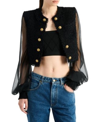  Cropped Tweed and Muslin Jacket