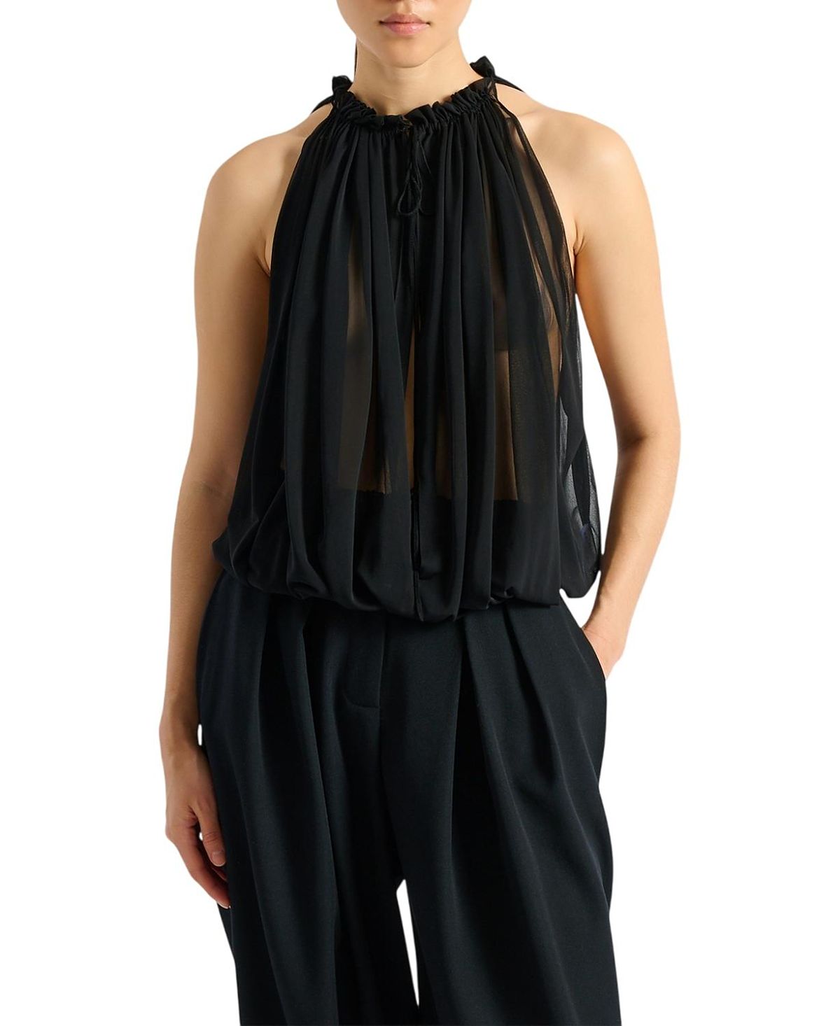 Balmain Sleeveless Muslin Top