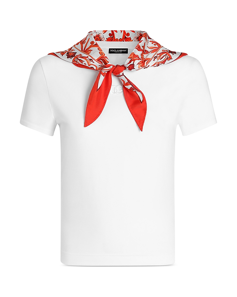 Dolce & Gabbana Embroidered Tee with Silk Scarf