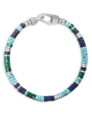 Men's Stainless Steel Multi Gemstone Heishi Bead Bracelet