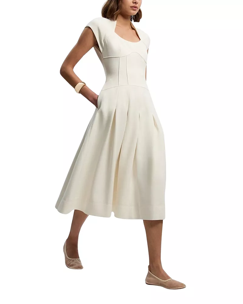 Karen Millen Compact Stretch Dropped Waist Midi Dress