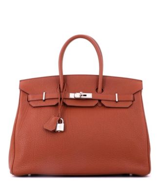 Birkin 35 Handbag Brown Fjord with Palladium Hardware