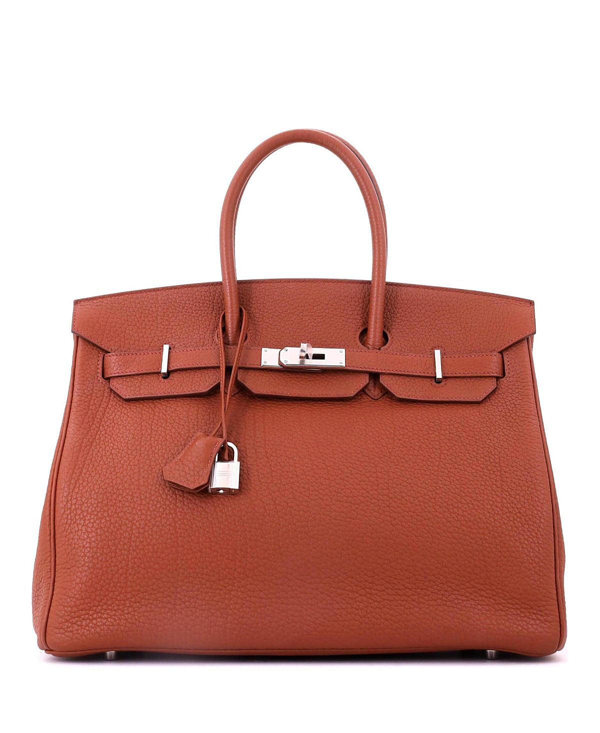 Pre-Owned HERMES Birkin 35 Handbag Brown Fjord with Palladium Hardware