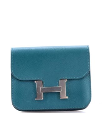 Pre-owned Pre-owned Hermes  Hermes Constance Slim Wallet Evercolor In Blue