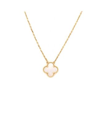  Vintage Alhambra Pendant Necklace 18K Gold and Mother of Pearl, 16.5"
