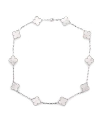  Vintage Alhambra 10 Motifs Necklace 18K White Gold and Mother of Pearl, 17"