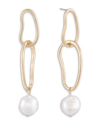 Ettika - Mara Dangle Freshwater Pearl Earrings, 3.2"L
