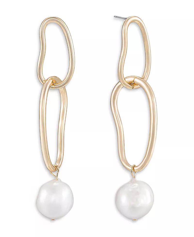 Ettika Mara Dangle Freshwater Pearl Earrings, 3.2L