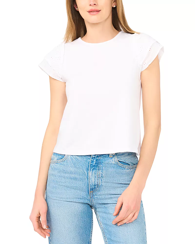 CeCe Double Ruffle Sleeve Top