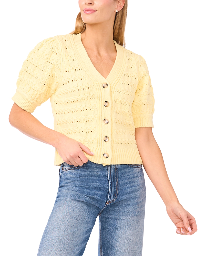 CeCe Chunky Short Sleeve Cardigan Sweater