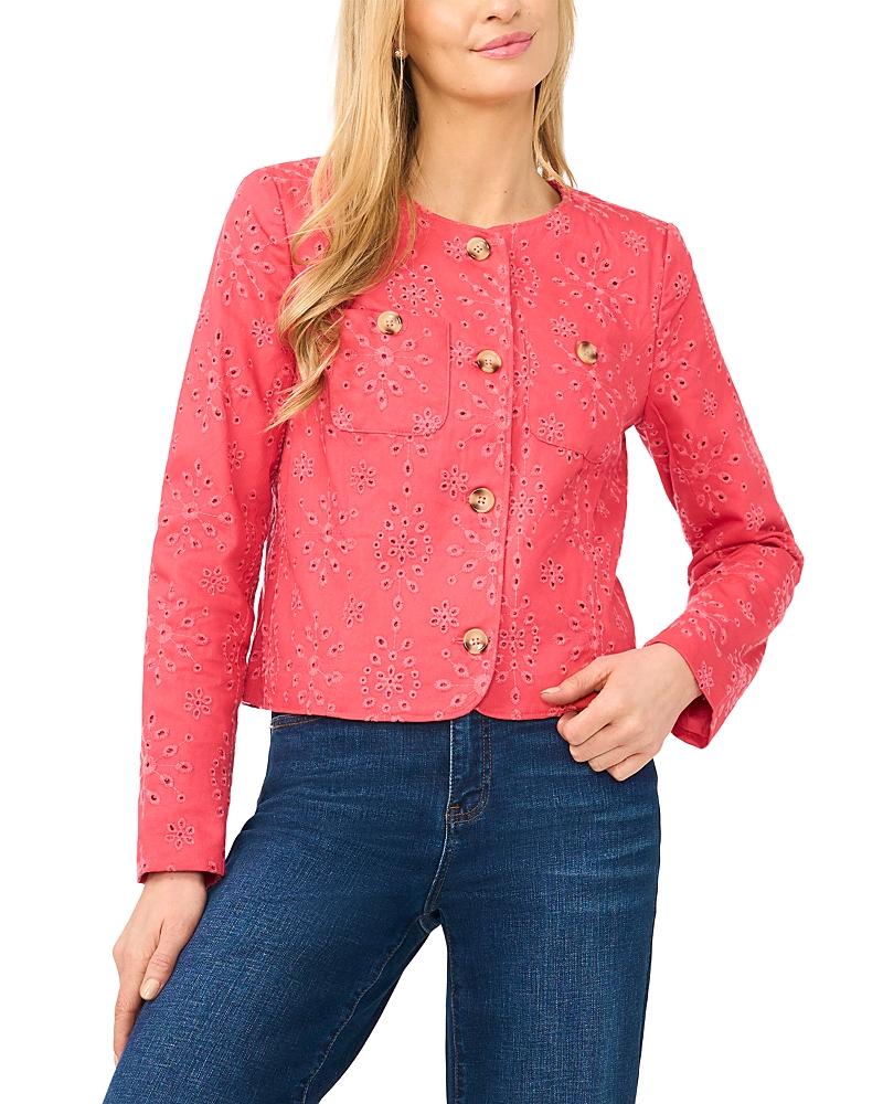 Cece Collarless Eyelet Jacket