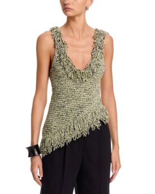 Jinke Fringe Trim Knitted Cotton Top